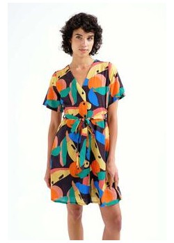VESTIDO CORTO CON ESTAMPADO TUTTI FRUTTI BIG.