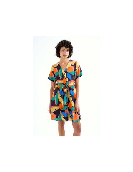 VESTIDO CORTO CON ESTAMPADO TUTTI FRUTTI BIG.