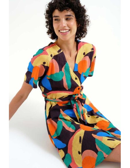 VESTIDO CORTO CON ESTAMPADO TUTTI FRUTTI BIG.