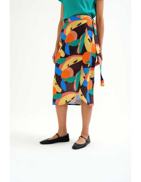 FALDA MIDI CON ESTAMPADO TUTTI FRUTTI BIG.