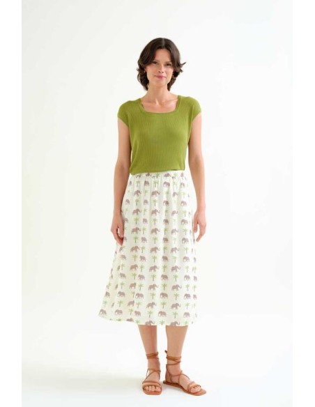 FALDA CON ESTAMPADO ELEFANTE.