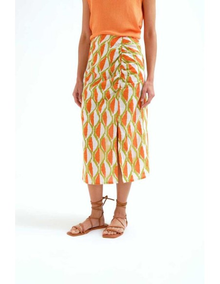 FALDA MIDI CON ESTAMPADO ALOE.