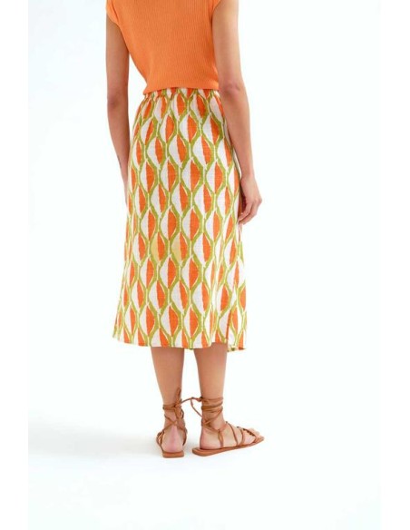 FALDA MIDI CON ESTAMPADO ALOE.