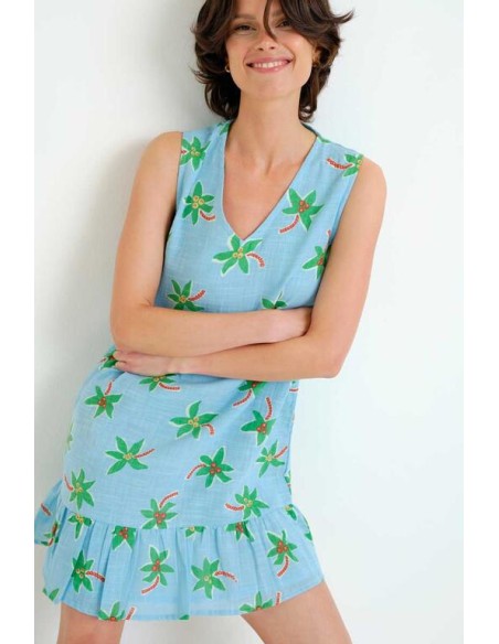 VESTIDO CORTO CON ESTAMPADO COCOTERO SMALL.