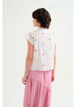 CAMISA BLANCA 100% ALGODÓN CON BORDADO DE ENSALADA DE FRUTAS. 2