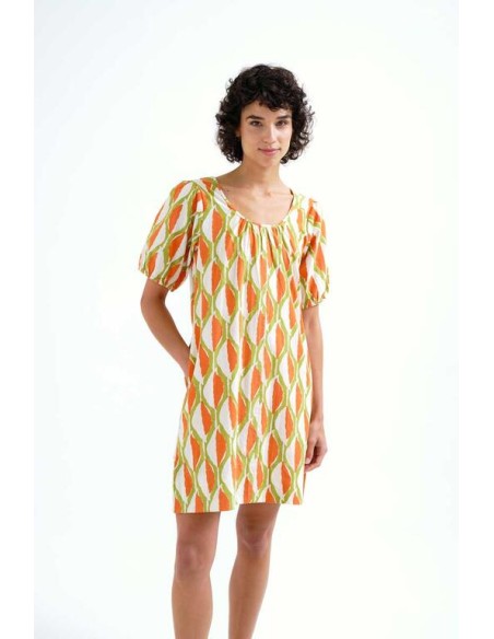VESTIDO CORTO CON ESTAMPADO DE ALOE.