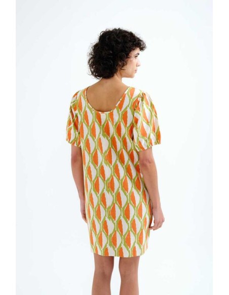VESTIDO CORTO CON ESTAMPADO DE ALOE.