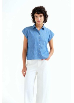 CAMISA 100% ALGODÓN CHAMBRAY AZUL CLARO.