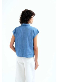 CAMISA 100% ALGODÓN CHAMBRAY AZUL CLARO. 2