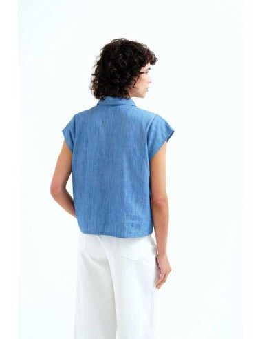 CAMISA 100% ALGODÓN CHAMBRAY AZUL CLARO.