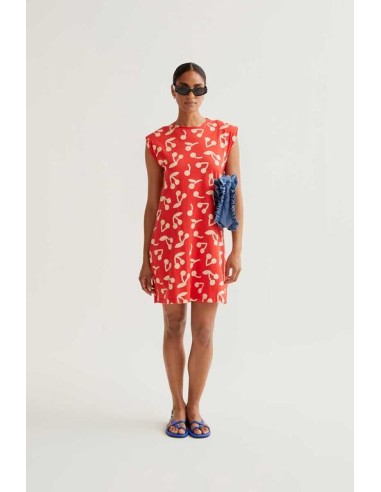 VESTIDO CORTO CON ESTAMPADO RED GUINDA.