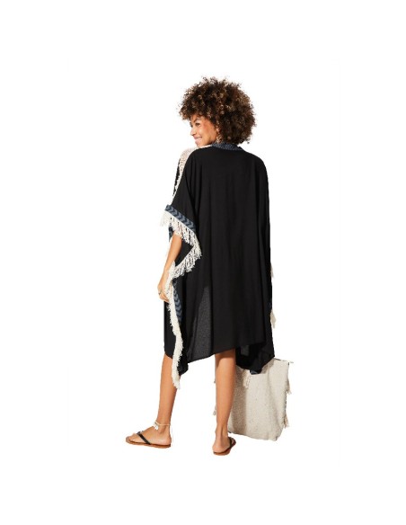 KIMONO LARGO MEDIO CON MANGA CORTA ESTILO PONCHO.