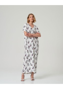 VESTIDO KAFTAN CON FRUNCIDO.