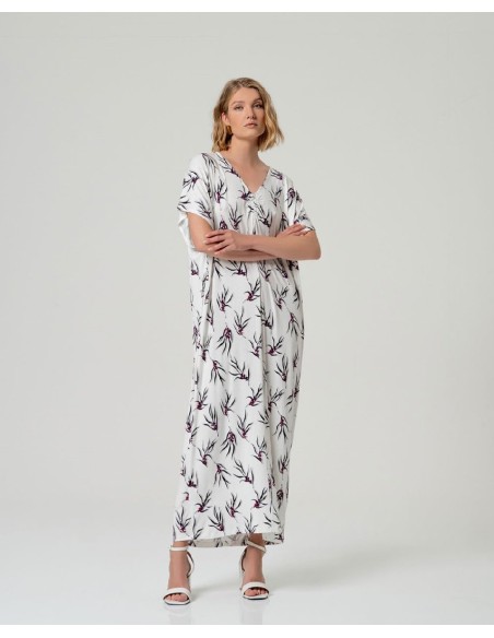 VESTIDO KAFTAN CON FRUNCIDO.