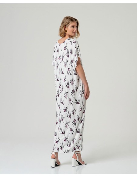 VESTIDO KAFTAN CON FRUNCIDO.