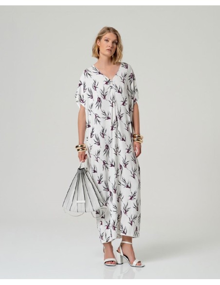 VESTIDO KAFTAN CON FRUNCIDO.