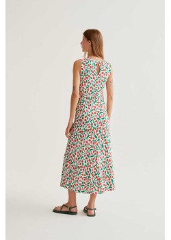 VESTIDO LARGO CON ESTAMPADO GUINDA. 2