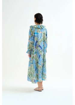 VESTIDO LARGO PLAYERO CON ESTAMPADO PARROT. 2