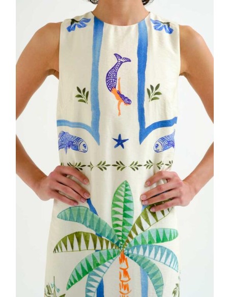 VESTIDO LARGO CON ESTAMPADO PALM & MERMAID.