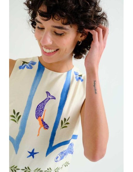 VESTIDO LARGO CON ESTAMPADO PALM & MERMAID.
