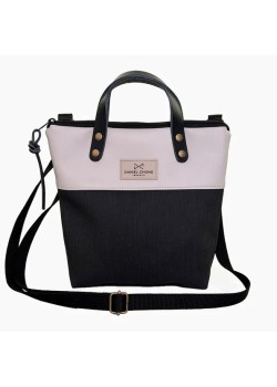 Bandolera mini con asas, correa regulable de algodo´n de alta densidad y herrajes de latón.