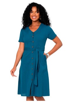 VESTIDO DE LARGO MEDIO,MANGA CORTA.
