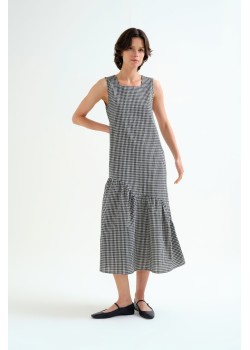 VESTIDO CUADROS VICHY NEGRO.