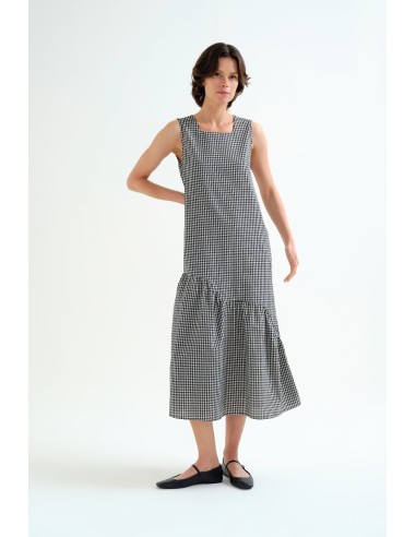 VESTIDO CUADROS VICHY NEGRO.