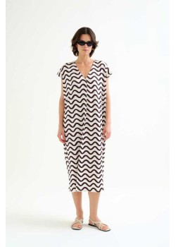 KAFTAN LARGO CON ESTAMPADO WAVE BLACK&WHITE.