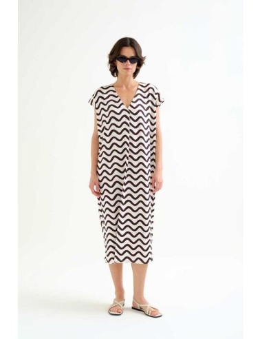 KAFTAN LARGO CON ESTAMPADO WAVE BLACK&WHITE.