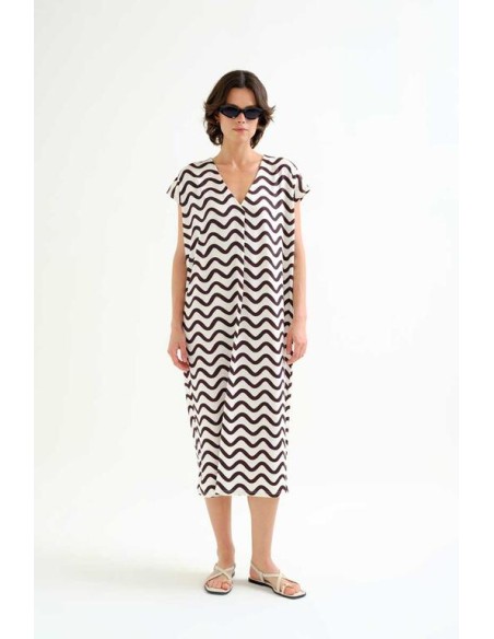 KAFTAN LARGO CON ESTAMPADO WAVE BLACK&WHITE.
