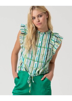 BLUSA CON VOLANTES EN MANGA Y CORDÓN EN BAJO. 2