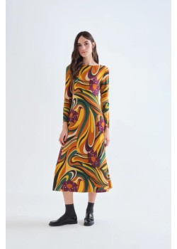 VESTIDO MIDI CON ESTAMPADO RIVERA.