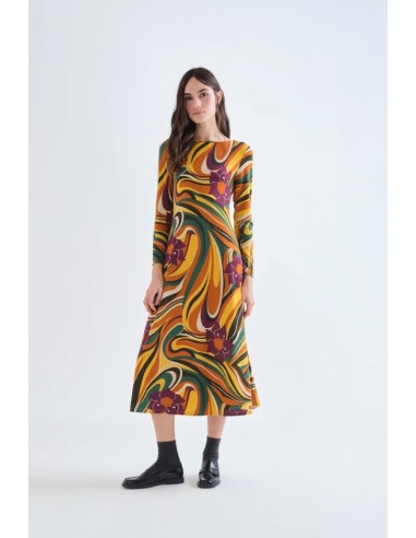 VESTIDO MIDI CON ESTAMPADO RIVERA.