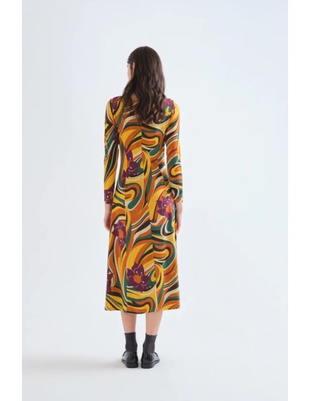 VESTIDO MIDI CON ESTAMPADO RIVERA.