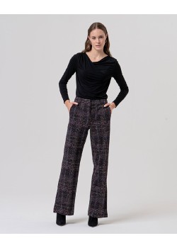 PANTALÓN RECTO EFECTO TWEED DE CUADROS.