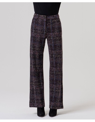 PANTALÓN RECTO EFECTO TWEED DE CUADROS.