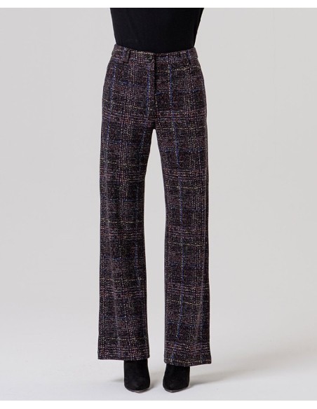 PANTALÓN RECTO EFECTO TWEED DE CUADROS.