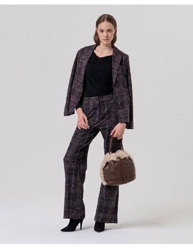 PANTALÓN RECTO EFECTO TWEED DE CUADROS.