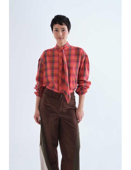 CAMISA 100% ALGODÓN CON ESTAMPADO PINK PLAID.