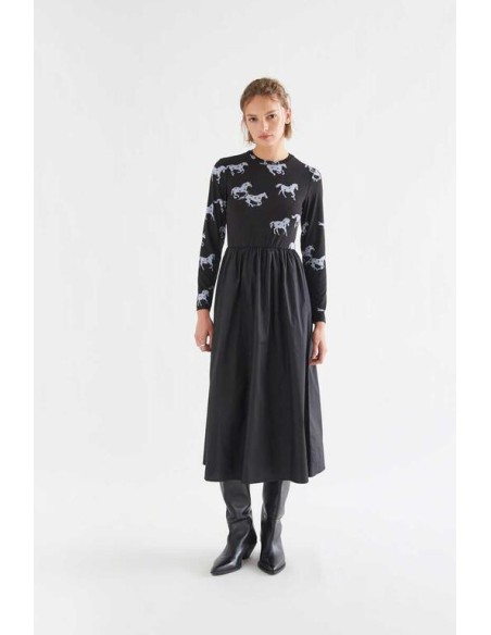 VESTIDO MIDI DE ALGODÓN CON ESTAMPADO HORSE.