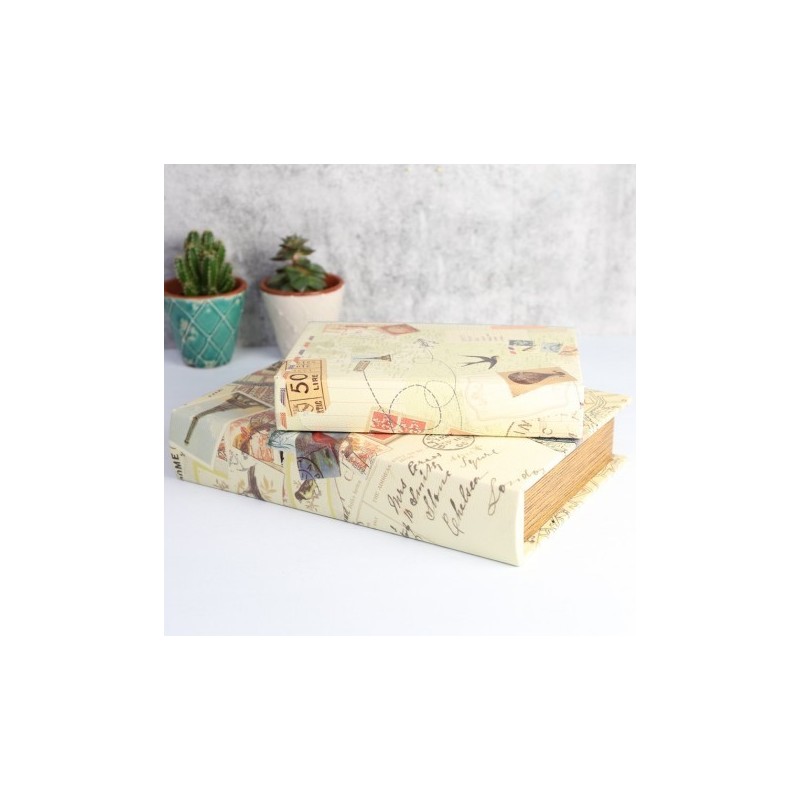 SET 2 CAJAS LIBRO MADERA
